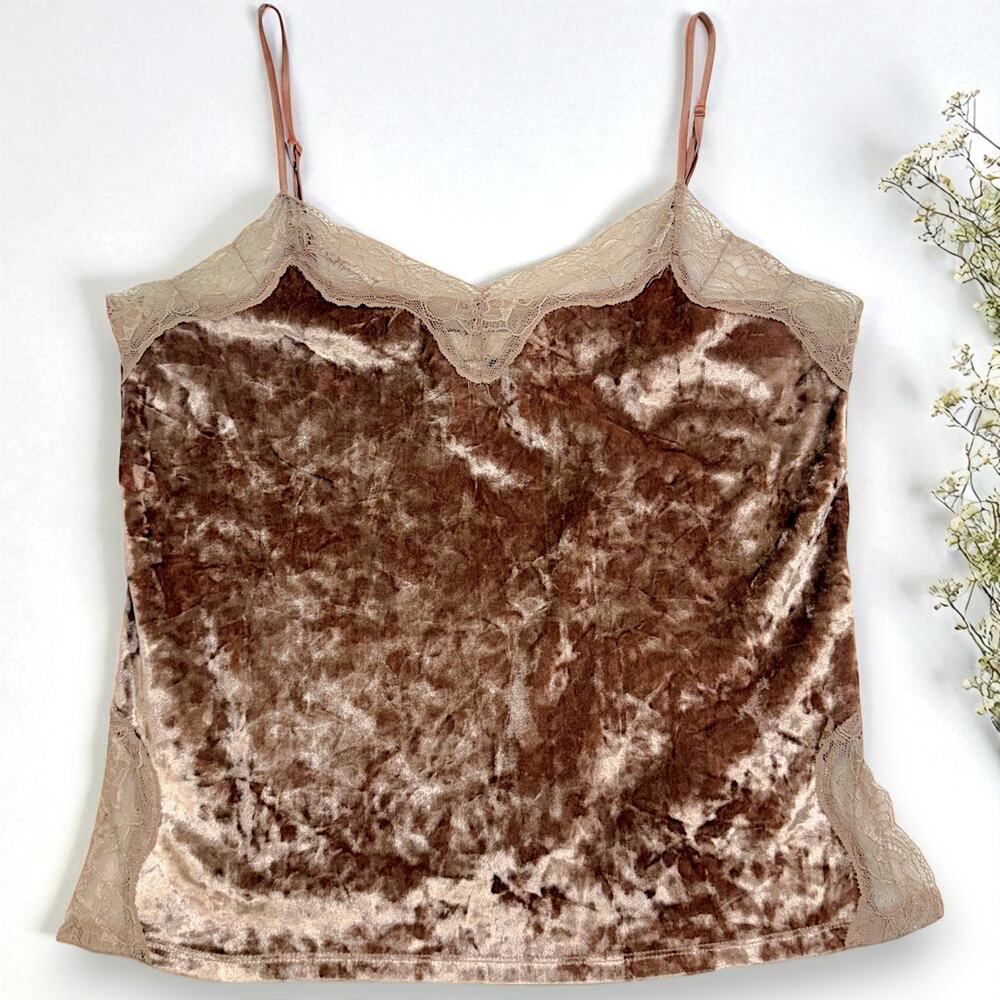 Lauren Conrad M Velour Lace Trim Top Pink Cozy Chic Lounge Sleep Sexy Y2K‎ Retro